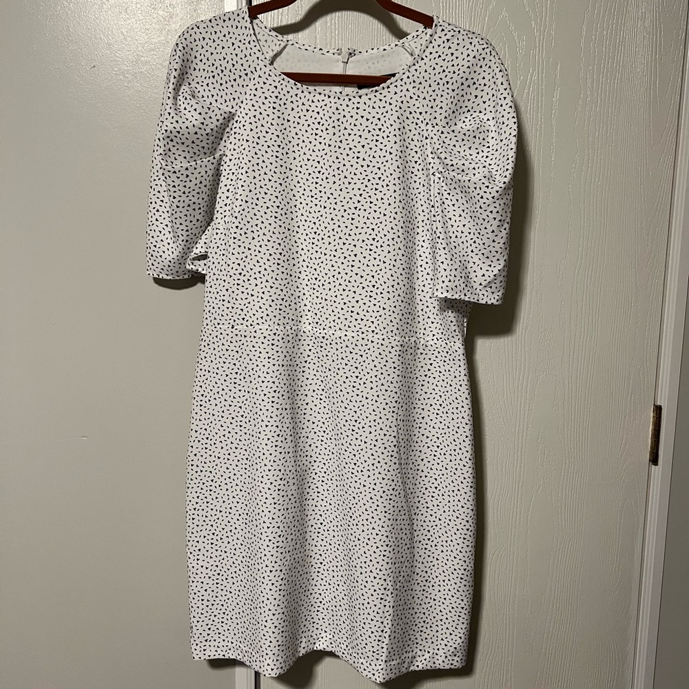 Banana Republic White and Black Mini Dress with Sleeve Details Size 12